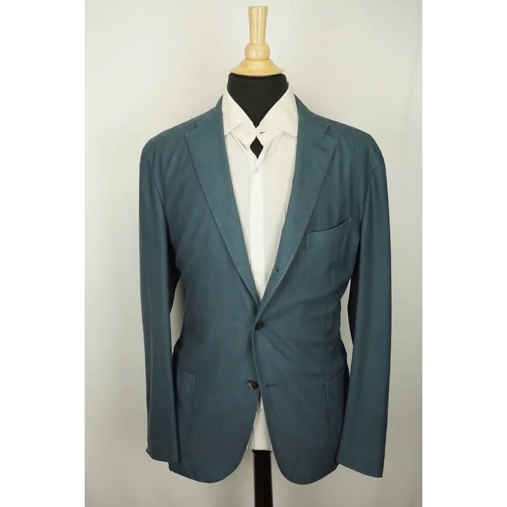 Boglioli K Jacket Teal Lightweight Wool Unstructured Sport Coat Jacket Sz 46 NEW - Picture 3 of 10